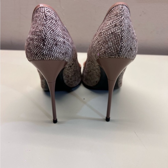 MADE IN ITALY brown and cream neutral leather tweed stiletto heels size EU 36